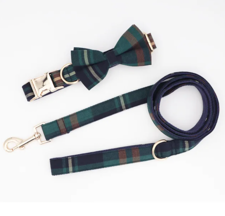 Gentleman's Plaid Bow Tie Collar