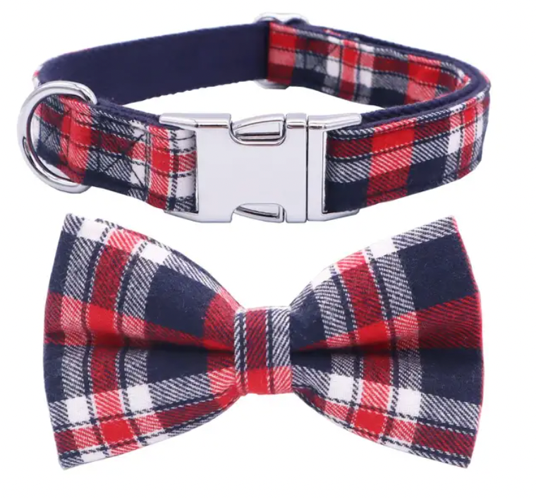 Gentleman's Plaid Bow Tie Collar