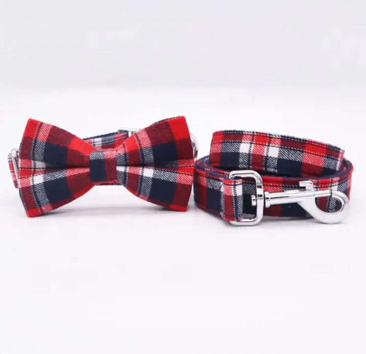 Gentleman's Plaid Bow Tie Collar